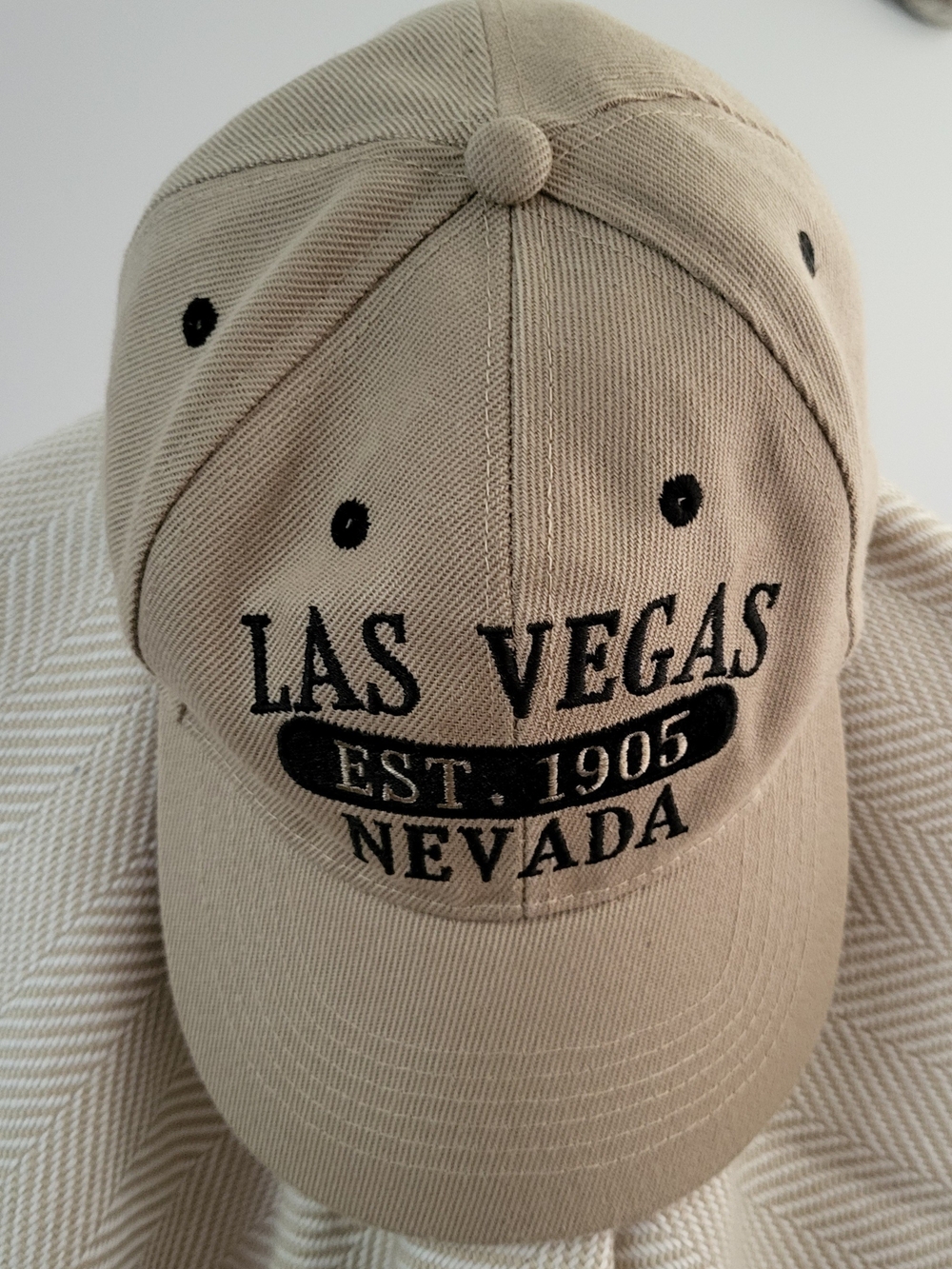 Las Vegas Nevada Embroidered Baseball Cap - Tan